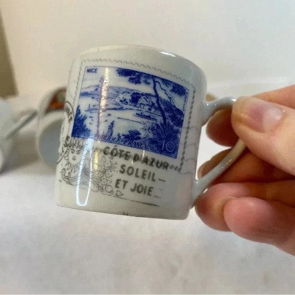 Set 3 Barat Limoges France Stamp Print Demitasse Espresso Cups 2 Inch Zurich - Picture 12 of 14
